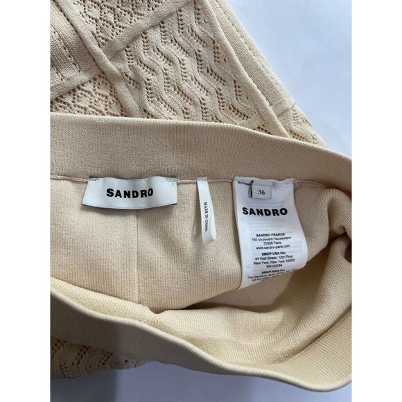 Sandro Ilyes Pointelle Knit Trousers in Beige - Picture 6 of 6